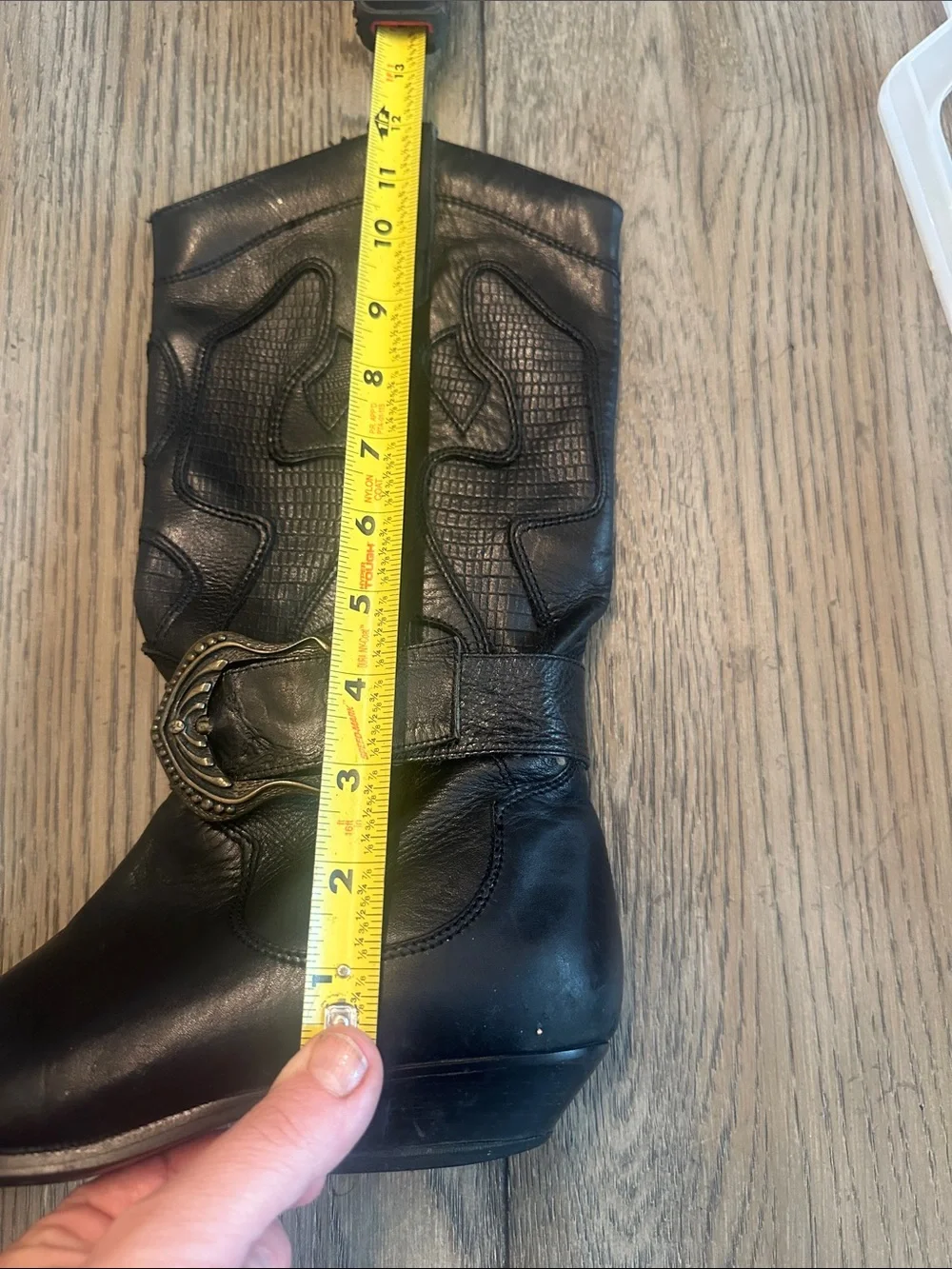 Vintage DP Italia Black Leather Western Harness Boots Made in Italy Women's 7M - Picture 12 of 13